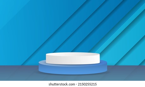 Podio azul sobre fondo azul , Diseño plano moderno , ilustración Vector EPS 10