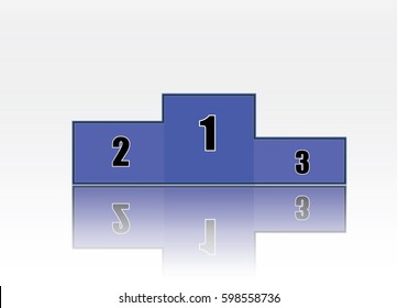 blue podium on a white background.with reflection.the podium of winners.vector illustration.attention.