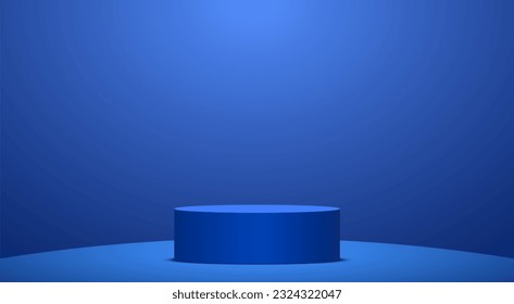 blue podium with sale text blackground in the blue room