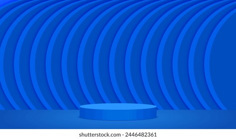 podio azul en la sala de estudio azul	