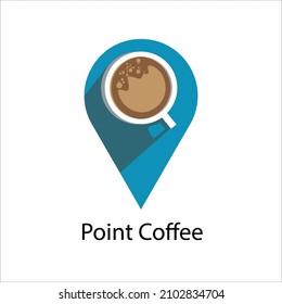 Blue Point Coffee Logo design, White Background