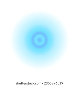 Punto azul con círculos concéntricos. Señal de señal de radar, señal de sonido o de onda sonar en fondo transparente. Símbolo de objetivo, objetivo, cicatrización, dolor, dolor. Icono de localización de redondeo. Ilustración del vector