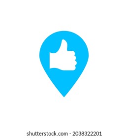 Blue point with white thumbs up.