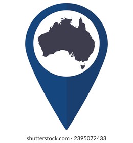 Blue Pointer or pin location with Australia map inside. Map of Australia 