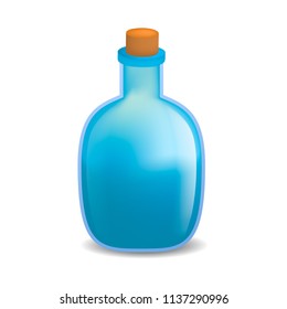 Blue poison bottle mockup. Realistic illustration of blue poison bottle vector mockup for web design isolated on white background