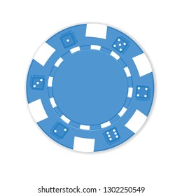 Blue Poker Chip Isolated On A White Background