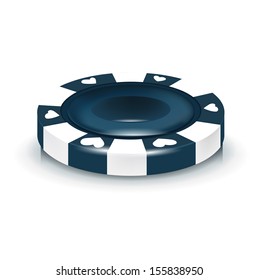 blue poker chip isolated on white background