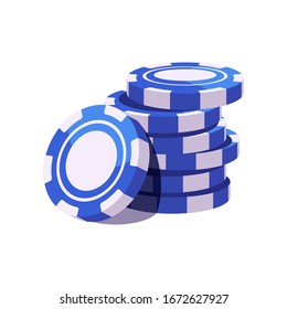 Blue Poker Chips stapeln. Casino-Illustration