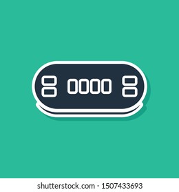 Blue Poker table icon isolated on green background.  Vector Illustration