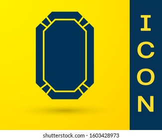 Blue Poker table icon isolated on yellow background.  Vector Illustration