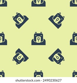 Blue Polar bear head icon isolated seamless pattern on yellow background.  Vector