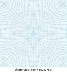 Blue polar coordinate circular grid graph paper background, graduated every 1 degree. Can be used for creating geometric patterns, drawing mandalas or sketching circular logos