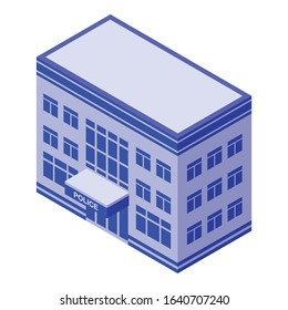 Blue police building icon. Isometric of blue police building vector icon for web design isolated on white background