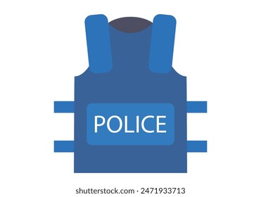 Blue police bulletproof vest in white background