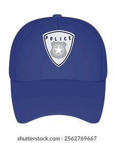 Blue   police cap. vector illustration