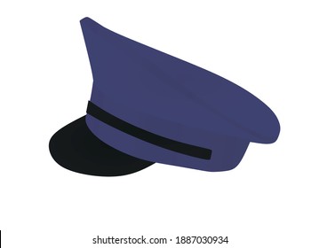 Blue police hat. vector illustration