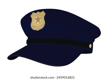 Blue police hat. vector illustration