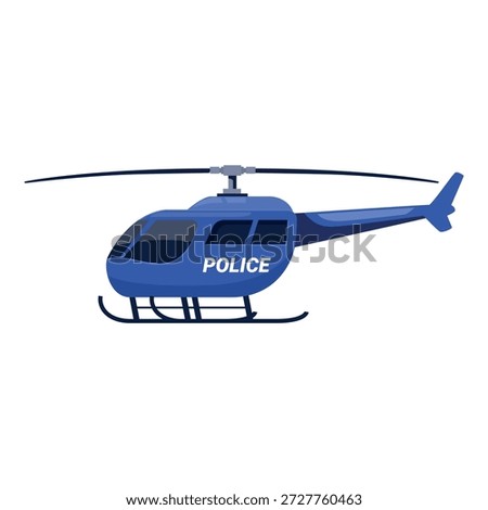 Blue police helicopter hovering, ensuring public safety and rapid response capabilities
