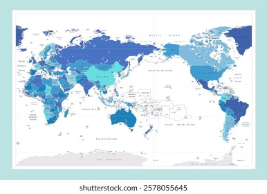 blue political map of the world
