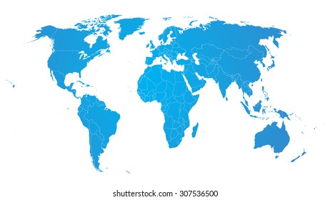 Mapa del mundo político azul