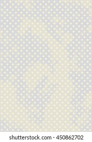 Blue polka dot old background. Art vector illustration