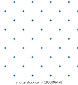 Blue polka dot pattern with blue dots (rare arrangement) on white background