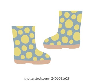 Blue Polka Dot Rubber Boots. Cute spring element for your design.