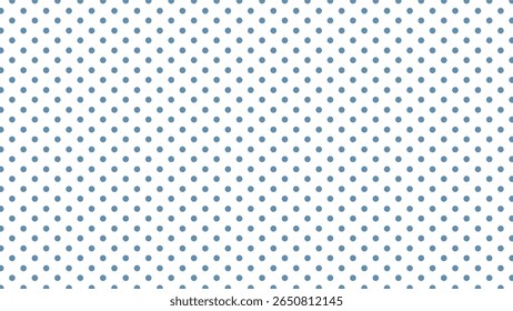Blue polka dot seamless vector pattern on white background – classic retro style for baby shower, fabric, digital paper, scrapbook, wrapping paper, and nursery design projects.