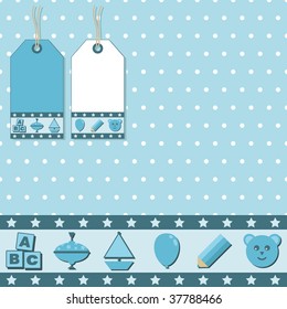blue polka dot wrapping and gift tags