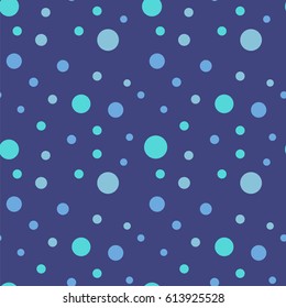 Blue polka dots, vector. Seamless pattern with blue polka dot. Ideal for fabric, wrapping paper, wallpaper, interior decor and much more
