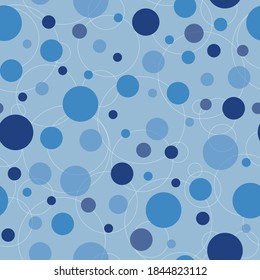 Blue Polka Spots Dots and circles vector repeat pattern