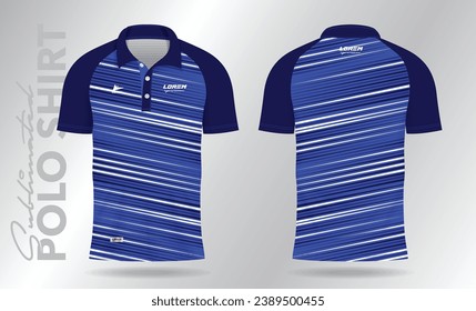 blue polo jersey mockup template design for soccer, football, badminton, tennis, or sport uniform