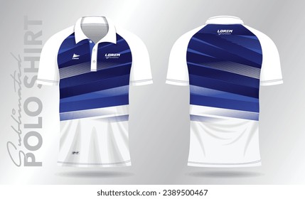 blue polo jersey mockup template design for soccer, football, badminton, tennis, or sport uniform