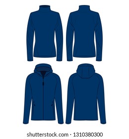 Blue Polo Neck And Sport Jacket Isolated Vector Set On The White Background