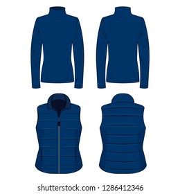 Blue Polo Neck And Vest Isolated Vector Set On The White Background