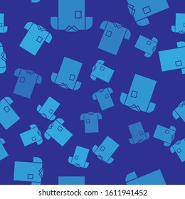 Blue Polo shirt icon isolated seamless pattern on blue background.  Vector Illustration