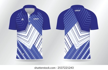 blue polo shirt mockup template design for badminton jersey, tennis, soccer, football or sport uniform