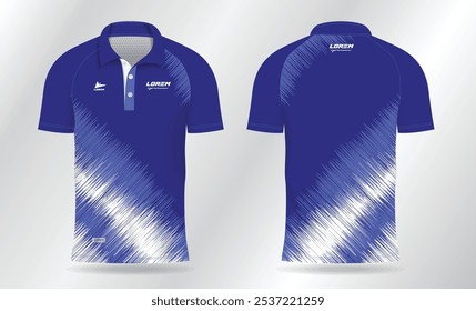 blue polo shirt mockup template design for badminton jersey, tennis, soccer, football or sport uniform