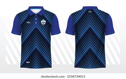 blue polo sport shirt sublimation jersey template design mockup