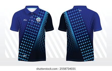 blue polo sport shirt sublimation jersey template design mockup