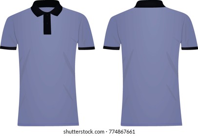 Blue Polo T Shirt. Dark Blue Collar. Vector Illustration