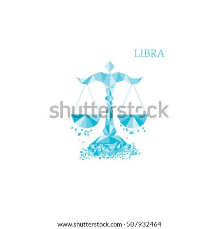 Blue poly zodiac sign. Libra in triangle style. Wind zodiac sign