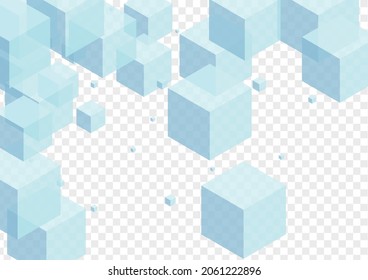 Blue Polygon Background Transparent Vector. Square Network Template. Grey Cubic Modern Illustration. Group Card. Gray Shadow Block.