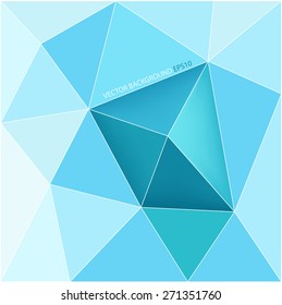 Blue polygon background triangle geometric design with space for text and message for artwork , vector