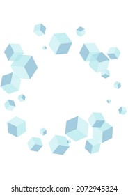 Blue Polygon Background White Vector. Square Blockchain Illustration. Sky Blue Box Digital Design. Particles Texture. Blue-gray Symbol Geometric.