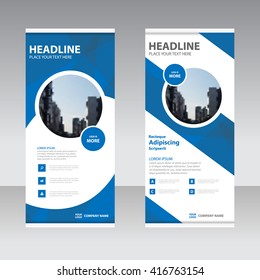 Blue polygon Business Roll Up Banner flat design template ,Abstract Geometric banner Vector illustration set