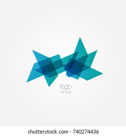 Blue polygon crystal logo design template,vector