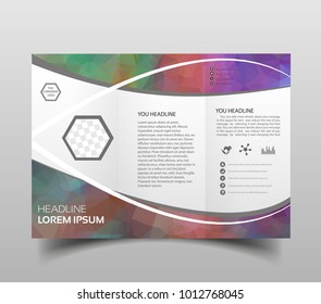Blue polygon elegance business trifold business Leaflet Brochure Flyer template vector minimal flat design set. Modern triangle presentation template. Business design background, brochure or flyer.