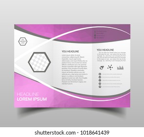 Blue polygon elegance business trifold business Leaflet Brochure Flyer template vector minimal flat design set. Modern triangle presentation template. Business design background, brochure or flyer