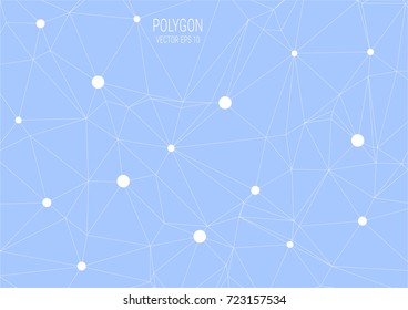 Blue polygon with geometric dots and lines, construction structure, business website background